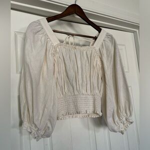 White linen peasant top